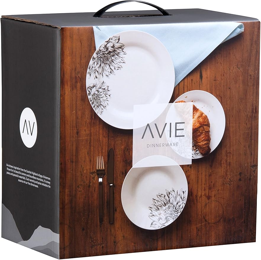Premier Housewares 12-Piece Dinnerware Set White/Black