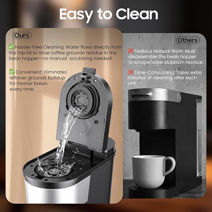 Grind and Brew Coffee MakerDrip Coffee Maker with Grinder Built In5-Cup Programmable Coffee Machine with Brew StrengthWarming Plate and Multiple Grind Levels for Home &amp Office