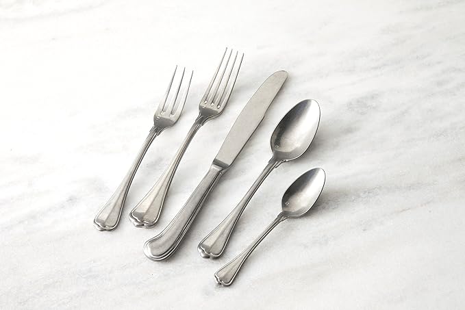 Fortessa San Marco 18/10 Flatware 5 Piece Place Setting Service for 1 Antique Silver