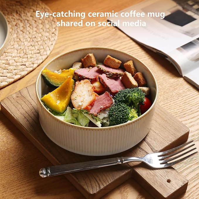 MONITO Ceramic Dinnerware 16 Pieces Dinner Set10.7in Stoneware Plates and Bowls Sets Highly Chip and Crack Resistant | Dishwasher &amp Microwave Dishes setGift Bonbon Beige