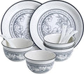 Floral Porcelain Dinnerware Sets for 2 10-Piece Plates and Bowls SetMicrowave &amp Dishwasher Safe Elegant Gift Packaging