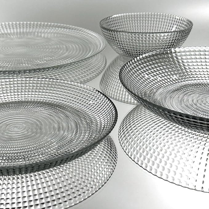 HELIOS Clear Glass Dinnerware Set