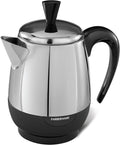 Farberware Electric Coffee PercolatorFCP240Stainless Steel BasketAutomatic Keep WarmNo-Drip Spout4 CupBlack/Silver(Pack of 6)
