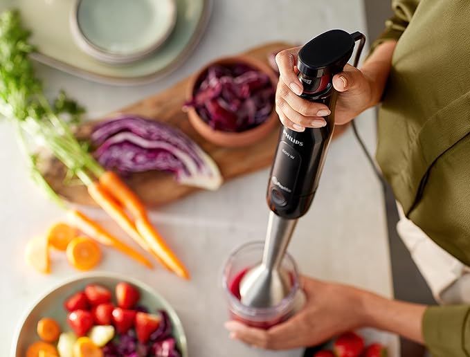 Philips ProMix Viva Collection Handblender 300W Blending Power SpeedTouch Easy &amp Intuitive On-the-Go Tumbler Black &amp Stainless Steel (HR2629/91)
