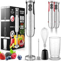 Zulay 4-in-1 Immersion Stick Mixer Hand Blender - 800 Watts 12 Speeds 5-ft Power Electric Cord Handheld Portable Stainless Steel Blades - With Whisk Frother &amp Stick Blender Attachments - Blac