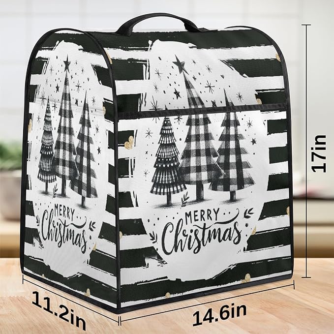cfpolar Kitchen Aid Mixer Cover Compatible with 6-8 Quarts Christmas Tree Black And White Stand Mixer Cover Kitchen Aid Mixers Accessories Appliance Organizer Bag Dust Covers with Zipper Pocket