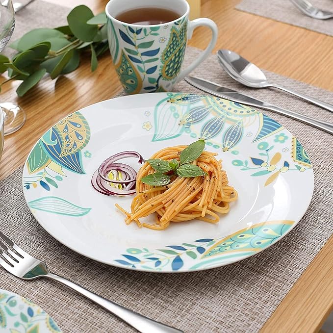 Porcelain Dinnerware Sets Plates and Bowls Sets 32-Piece Porcelain Ceramic Tableware Dinner Set with Dinner Plate Dessert Plate Cereal Bow