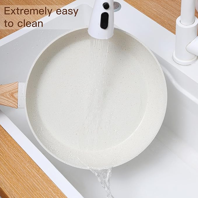 Ceramic Cookware Sets 15PCS Pots and Pans Set Non Stick (white15)