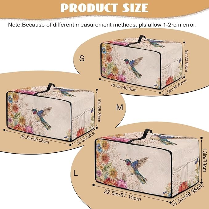 Convection Toaster Oven Cover with Storage Side Pockets Fits Most Kichen Countertop Applances Dustproof Toaster Oven Covers for Family Kitchen Essential Hummingbird Floral