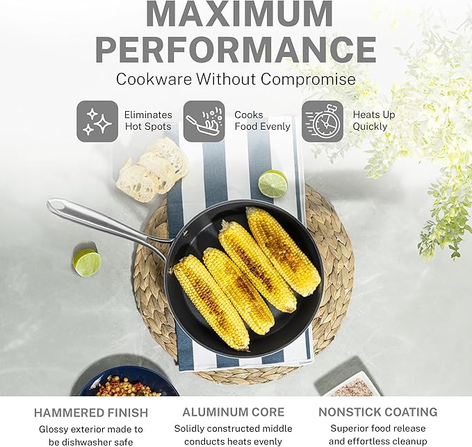 Granitestone 15 Piece Pots and Pans Set Nonstick Cookware Set Pot and Pan Set Kitchen Cookware Sets Induction Cookware Set Frying Pan Set Pot Set Induction Cookware Dishwasher Safe Cream White