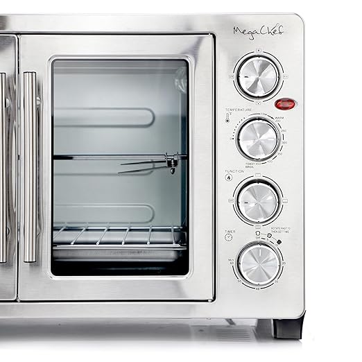 MegaChef 47 Quart Electric French Door Rotisserie Convection Counter Top Oven with Convection and Oven Lamp