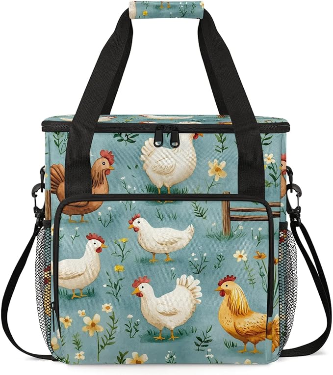 Chicken Coffee Maker Travel Bag Animal Insulated Grocery Bag Travel Picnic Leakproof Cooler Bags With Shoulder Strap