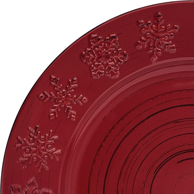 Pfaltzgraff Trellis Snowflakes 12 Piece Dinnerware Set Service For 4 Red