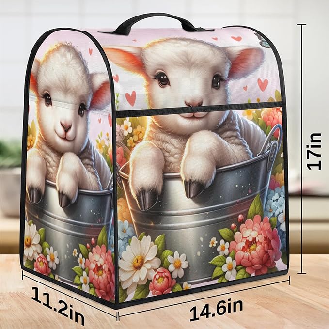 cfpolar Kitchen Aid Mixer Cover Compatible with 6-8 Quarts Cute Flower Sheep Stand Mixer Cover Kitchen Aid Mixers Accessories Appliance Organizer Bag Dust Covers with Zipper Pocket