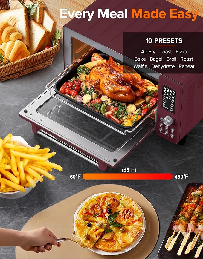 Nuwave Bravo Pro Smart Air Fryer Toaster Oven Combo 10-in-1 Functions with Quicker &amp Even Crisp Technology 1800W 50-450°F PFAS-Free 21QT Cinnamon