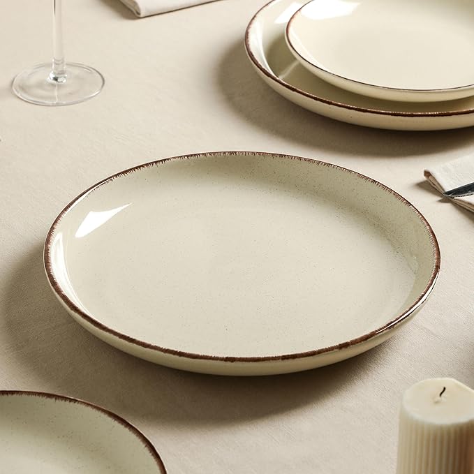 Earth and Clay Heath 12-Piece Dinnerware Set Stoneware Plates and Bowls Set Dishwasher and Microwave Safe Dish Set for 4 Coffee