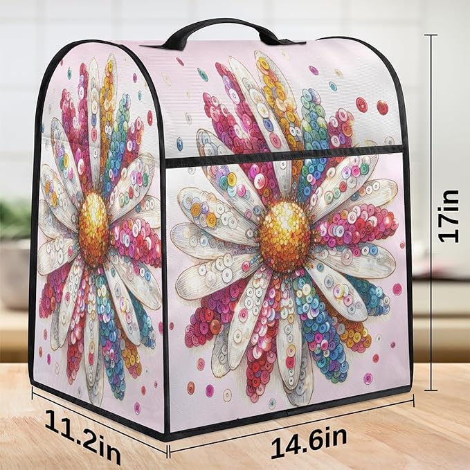 cfpolar Kitchen Aid Mixer Cover Compatible with 6-8 Quarts Flower Color Floral Stand Mixer Cover Kitchen Aid Mixers Accessories Appliance Organizer Bag Dust Covers with Zipper Pocket