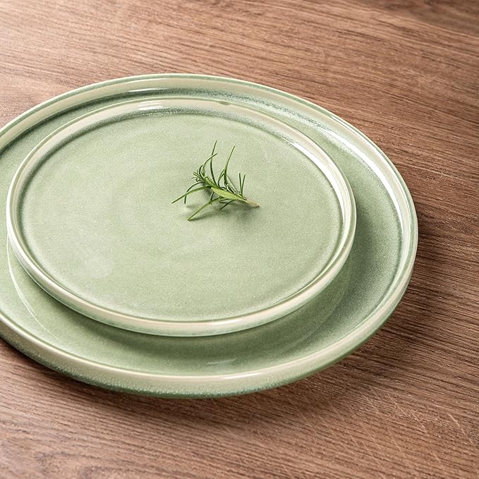 AmorArc Ceramic Dinnerware Sets with Coffee Mug Handmade Stoneware Reactive Glaze Plates and Bowls Set Scratch Resistant | Dishwasher &amp Microwave Safe Service for 6 (24pc)