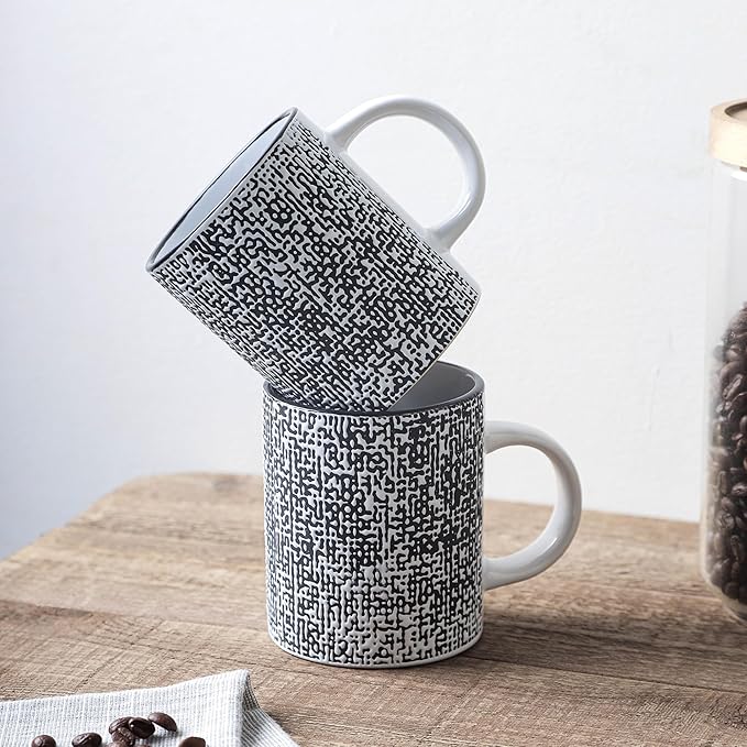 Stone Lain Sophie Rustic Stoneware Dinnerware Service for 4 Black and White Textured 16 Pieces