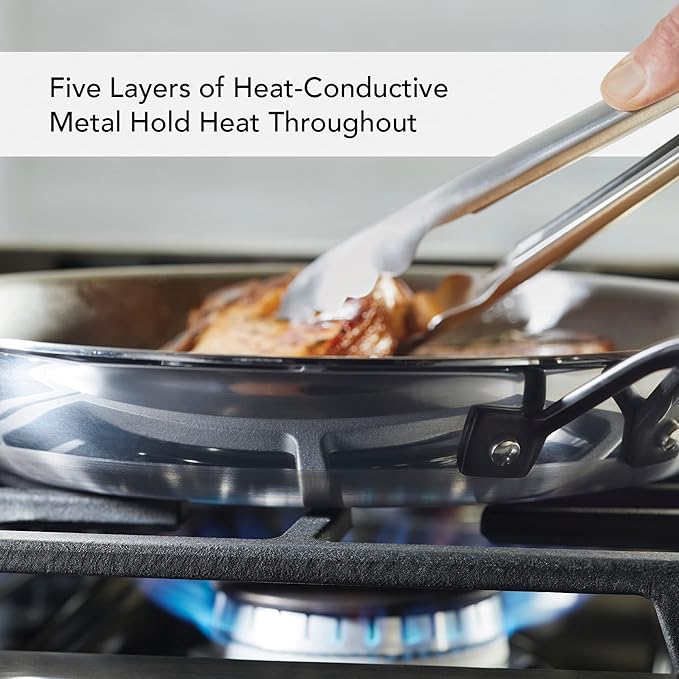 KitchenAid 5-Ply Clad Polished Stainless Steel Frying Pan/Skillet 10 Inch - Stainless Steel