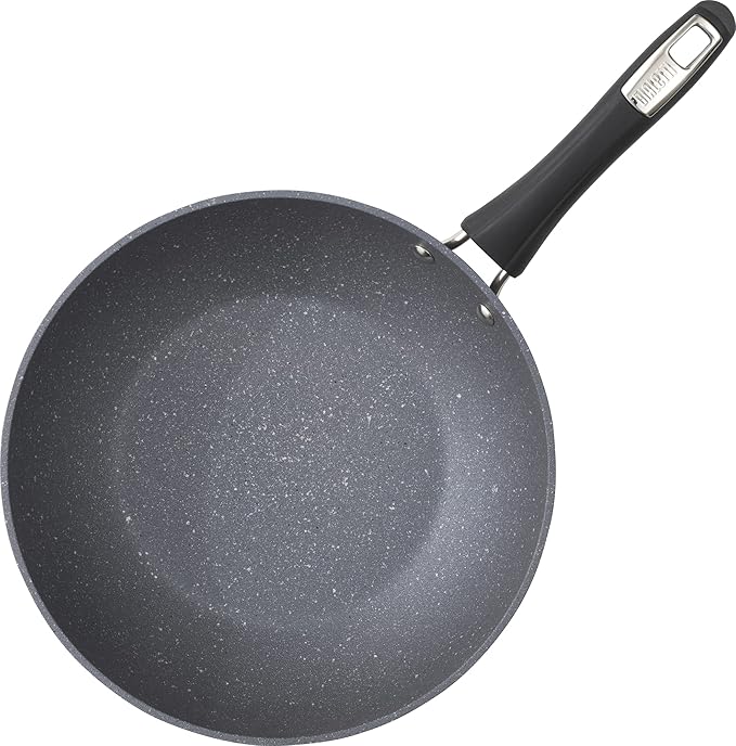 Bialetti Impact Textured Nonstick Oven-Safe 11in Stir Fry Pan Gray
