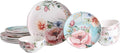 Bico Margret's Garden Ceramic 12 pcs Dinnerware Set Service for 4 Inclusive of 11 inch Dinner Plates 8.75 inch Salad Plates and 24oz Cereal Bowls for Party Microwave &amp Dishwasher Safe