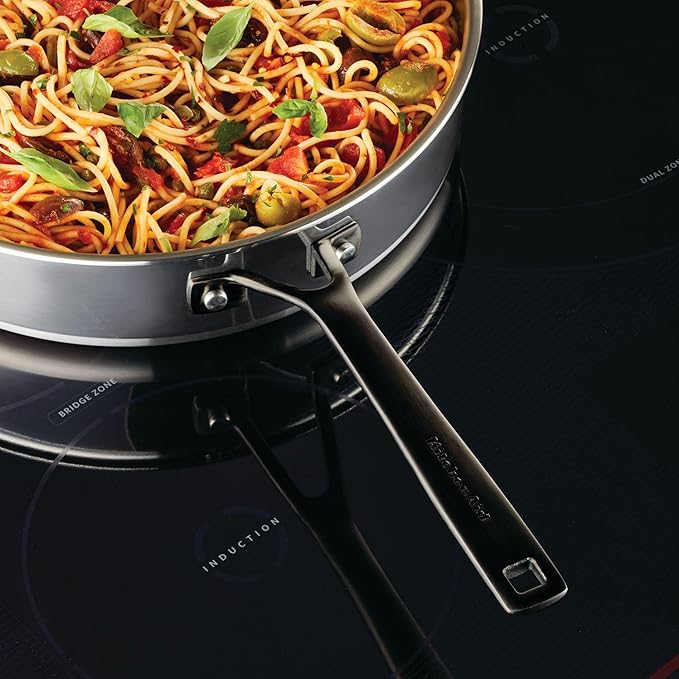 KitchenAid 5-Ply Clad Stainless Steel Stainless Steel Induction Saute Pan with Lid 5 Quart - Polished Stainless Steel