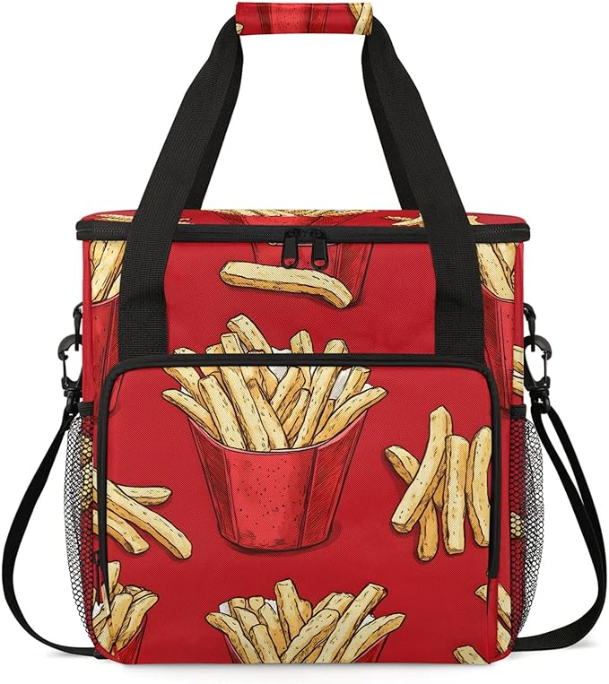 French Fries Coffee Maker Travel Bag Fastfood Insulated Grocery Bag Travel Picnic Leakproof Cooler Bags With Shoulder Strap