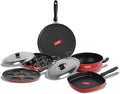 Sumeet 2.6mm Thick Non-Stick Rubrum Cookware set (Dosa Tawa – 26.5cm Dia + Multi snack maker – 26.5cm Dia + Kadhai With Lid – 1.5Ltr + Grill Appam Patra With Lid – 23cm Dia + Grill Pan – 1.1Ltr)