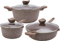 Country Kitchen Non-Stick Cast Aluminum Cookware Set - Durable Kitchen Cookware for Everyday Cooking Chocolate Brown 6 Pc.