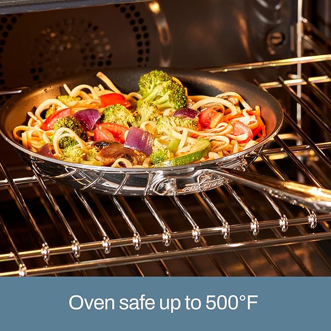 All-Clad Stainless Steel Pro Nonstick Frying Pan Set – 8 &amp 10 Inch Skillets Induction Compatible Oven &amp Broiler Safe to 500°F Professional Cookware Silver