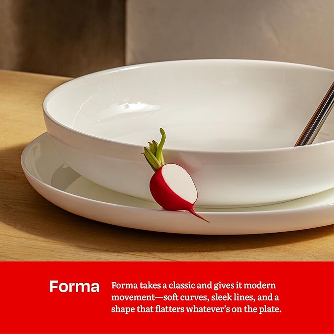 Eater x Zwiesel Fortessa Forma Fine China 16 Piece Dinnerware Set (Service for 4) White