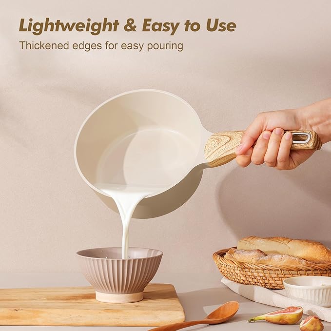 SENSARTE Ceramic Nonstick Sauce Pan with Lid 1.5 Quart Small Saucepan Cooking Pot with Stay Cool Handle Non toxic Kitchen Sauce Pot Non stick Saucier Pan Induction Pot PFOA PTFE PFAS PFOA Free