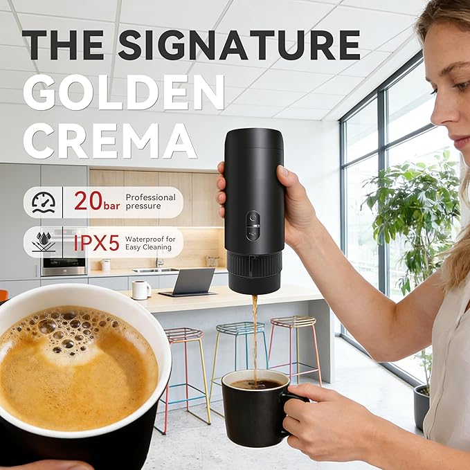 Portable Electric Espresso Machine for Home Wireless Car Coffee Maker with USB-C Battery Powered Coffee Espresso Maker with 1800mAh for Ground Coffee &amp NS Capsule for OfficeGifts for Men RV