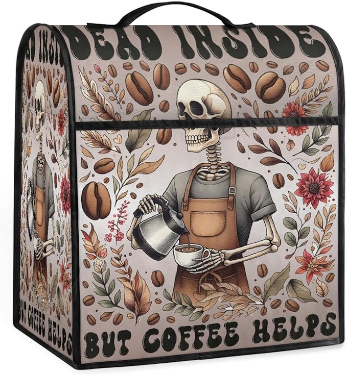 cfpolar Kitchen Aid Mixer Cover Compatible with 6-8 Quarts Halloween Skull Coffee Stand Mixer Cover Kitchen Aid Mixers Accessories Appliance Organizer Bag Dust Covers with Zipper Pocket