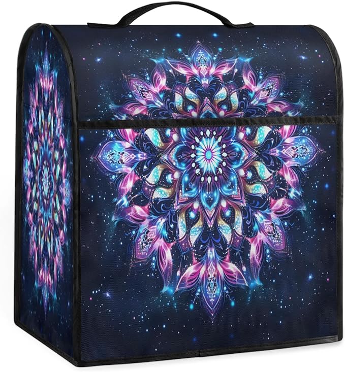 Kitchen Aid Mixer Cover Flowers Ethnic Mandala Purple Stand Mixer Cover Compatible with 6-8 Quarts Stand Mixers Dust Covers with Zipper Pocket Foldable Washable Kitchen Aid Organizer Bag