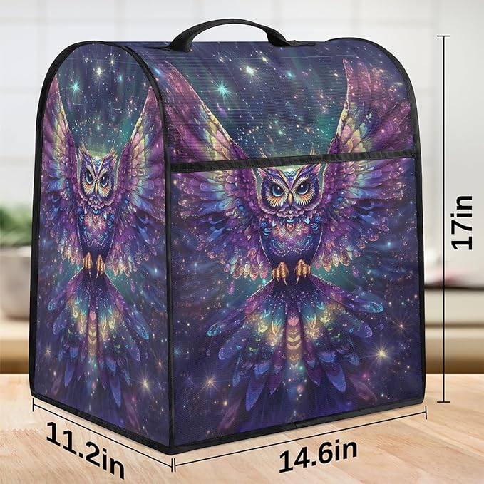 cfpolar Kitchen Aid Mixer Cover Compatible with 6-8 Quarts Glowing Owl Animal Stand Mixer Cover Kitchen Aid Mixers Accessories Appliance Organizer Bag Dust Covers with Zipper Pocket