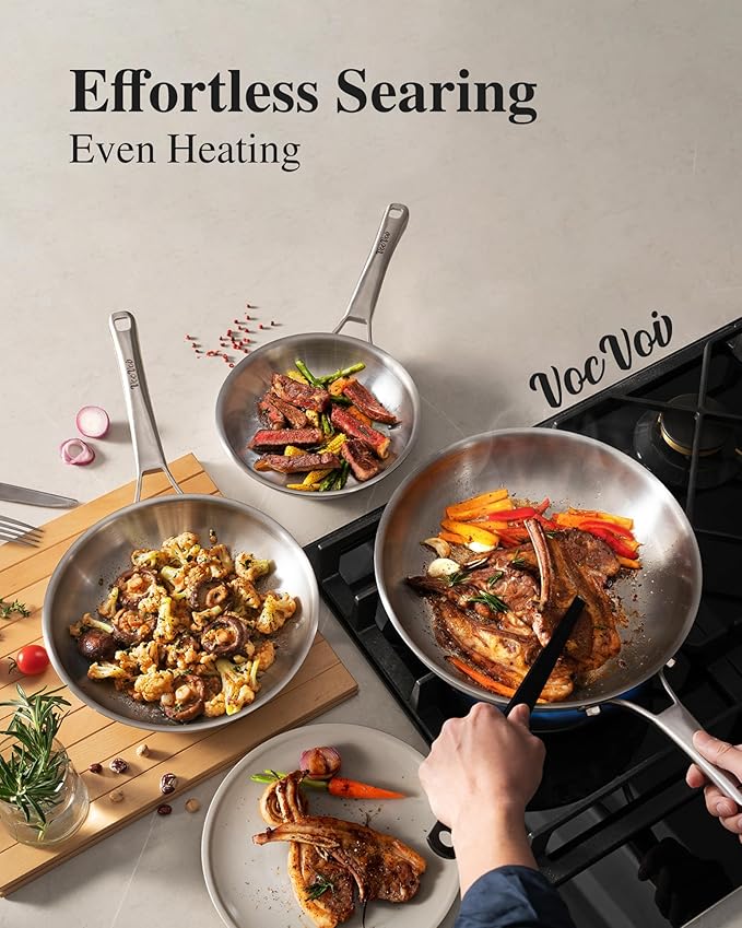 Stainless Steel Cookware SetTir-Ply Pots and Pans Set13 Pcs Stainless Steel Induction Kitchen Cookware SetsPFOA Free Frying Pans Butter warmerSaute Pan &amp Stock PotCompatible with All Cookto