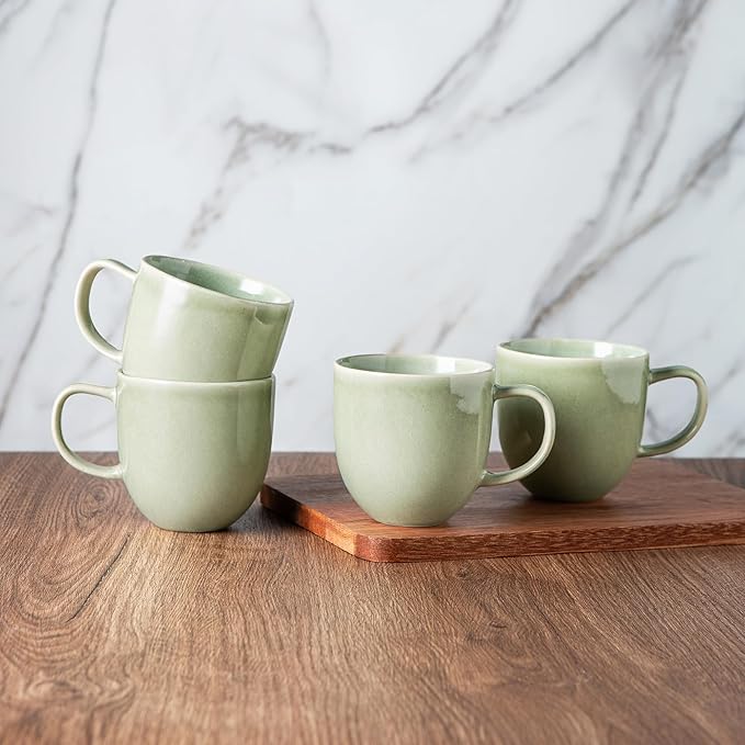 AmorArc Ceramic Dinnerware Sets with Coffee Mug Handmade Stoneware Reactive Glaze Plates and Bowls Set Scratch Resistant | Dishwasher &amp Microwave Safe Service for 6 (24pc)