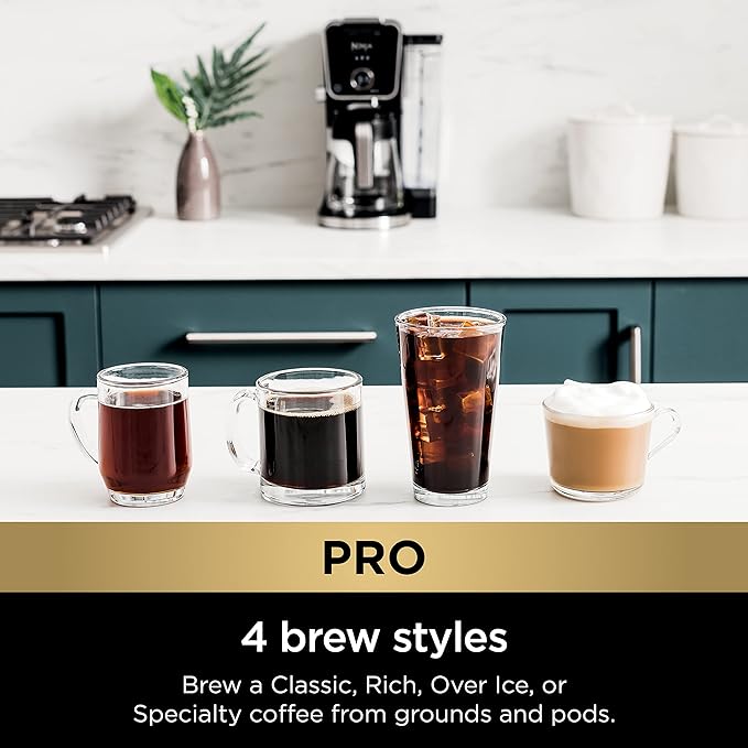 Ninja Hot and Iced Coffee Maker Single Serve Coffee Maker and Drip Coffee Machine DualBrew Pro Specialty 12-Cup with K-Cup Combo Includes Permanent Filter CFP307