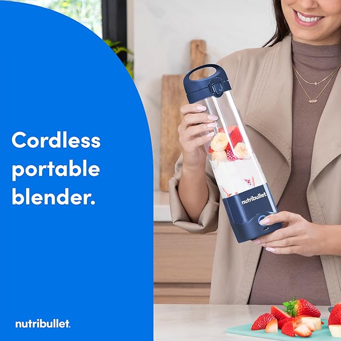 nutribullet Portable Blender Cordless 20oz Vessel Personal Blender USB-C Rechargeable Navy Blue NBPB50100NB