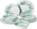 Sea Glass 12 Pc. MELAMINE DINNERWARE SET SERVICEfor 4 coastal mix‑and‑match plates and bowls with ocean motifs ideal for indoor outdoor dining beach homes patios poolside meals