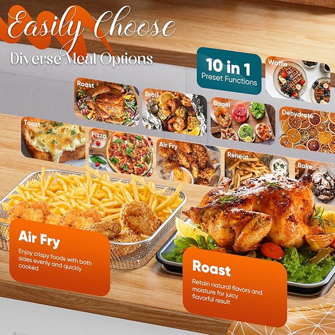 Nuwave Bravo Pro Convection Air Fryer Toaster Oven Combo 2025 New and Improved 10-in-1 50°-450°F Temp Controls Quick &amp Even Crisp Technology 21Qt Capacity Cream PFAS Free