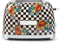 MACKENZIE-CHILDS 2-Slice Toaster Decorative Toaster for Kitchen Black-and-White Courtly Flower Market