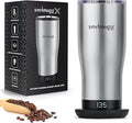 X Heated Coffee Mug 19 oz. 8 Hour Battery Life Self-Heating Adjustable Temp Controlled LCD Screen Includes Cover with Magnetic Slider (Black) (Stainless Steel)