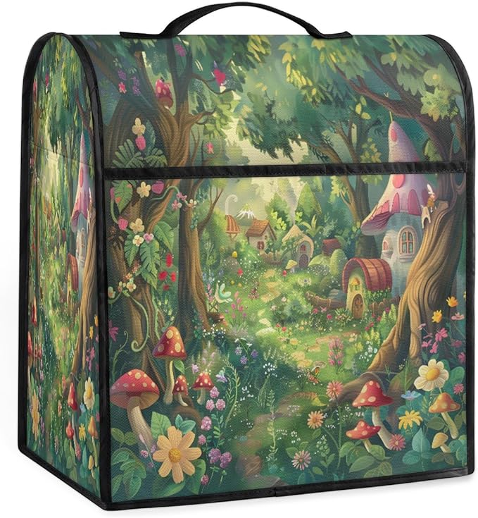 Kitchen Aid Mixer Cover Forest Castle Tree Stand Mixer Cover Compatible with 6-8 Quarts Stand Mixers Dust Covers with Zipper Pocket Foldable Washable Kitchen Aid Organizer Bag