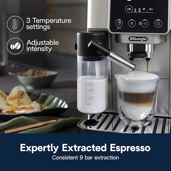 De'Longhi Magnifica Start Automatic Espresso Machine with Auto Milk Frother &amp Built in Grinder - 5 One-Touch Recipes Easy-to-Clean Home Barista Coffee Maker for Lattes Cappuccino Iced Coffee