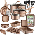 NutriChef 20-Piece Pots and Pans Set Non Stick – Induction Cookware Set PFAS-Free Nonstick Cookware for All Cooktops Includes Bakeware &amp Kitchen Utensils