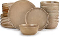 vancasso ANYA 24 Pieces Plates and Bowls Set Caramel Dinnerware Sets Reactive Glaze Dishes Set for 8 Ceramic Dishware Sets Kitchen Dinner Set Microwave &amp Dishwasher Safe