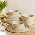 TheTerra Ceramic Dinnerware Sets for 4 12 Pieces Porcelain Lightweight Speckled Plates and Bowls Sets Scratch Resistant Dish Set Oven &amp Microwave &amp Dishwasher Safe